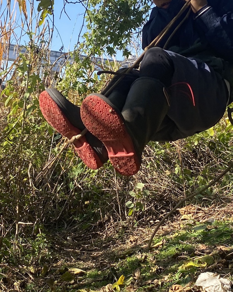 ２年　お散歩　蔓のブランコ