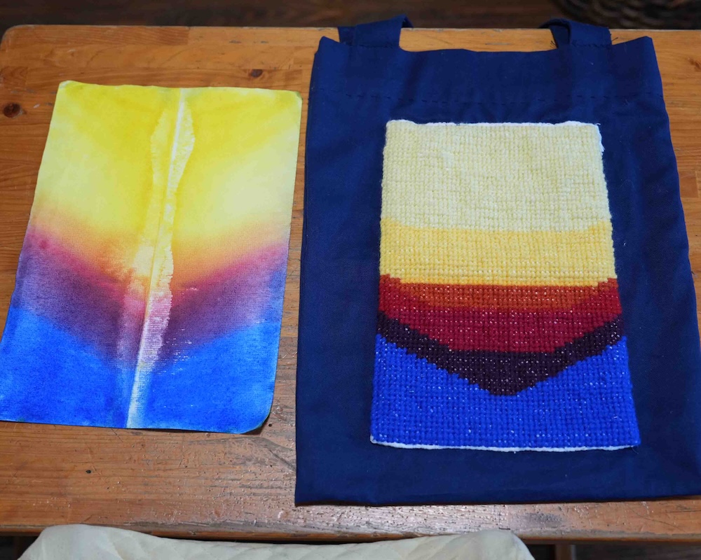 4年 手仕事 クロスステッチ 下書きと完成作品1