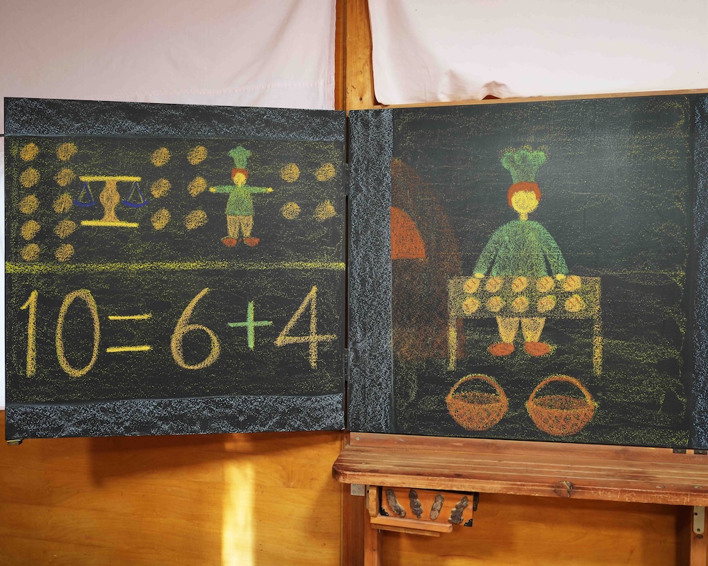 1年 算数 足し算 黒板画2